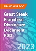 Great Steak Franchise Disclosure Document FDD- Product Image