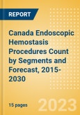 Canada Endoscopic Hemostasis Procedures Count by Segments (Bleeding Hemorrhoid, Diverticular Bleeding, Peptic Ulcer Bleeding, Radiation Induced Bleeding, Variceal Bleeding and Other Indication Cases Undergoing Endoscopic Hemostasis) and Forecast, 2015-2030- Product Image