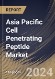 Asia Pacific Cell Penetrating Peptide Market Size, Share & Trends Analysis Report By End-use, By Application (Drug Delivery, Gene Delivery, Diagnostics, Molecular Imaging, and Others), By Type, By Country and Growth Forecast, 2023 - 2030- Product Image