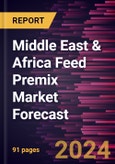 Middle East & Africa Feed Premix Market Forecast to 2030 - Regional Analysis - by Type (Vitamins, Minerals, Amino Acids, Antibiotics, Antioxidants, Blends, and Others), Form (Dry and Liquid), and Livestock (Poultry, Ruminants, Swine, Aquaculture, and Others)- Product Image